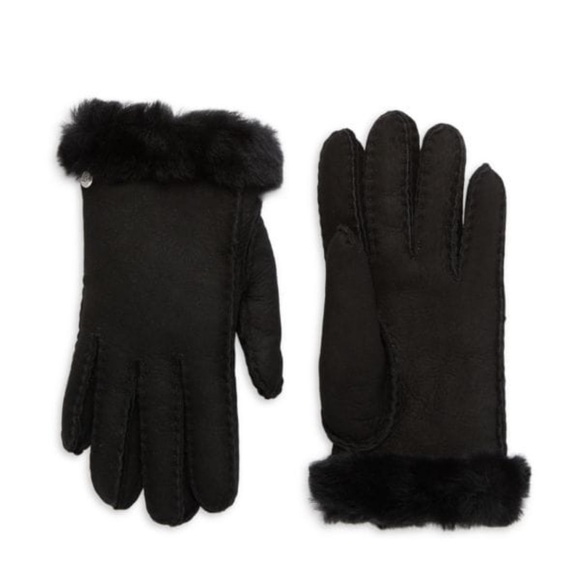 UGG Shearling-Trim Leather Gloves - Picture 1 of 5